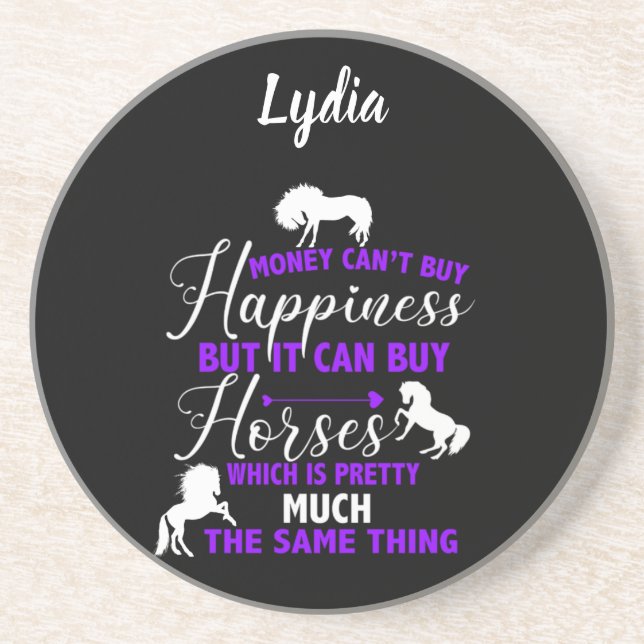 Money Can Buy Horses Purple Personalized  Coaster (Front)