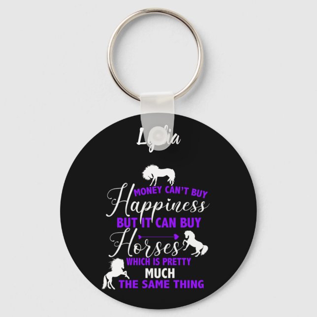 Money Can Buy Horses Purple Personalized     Keychain (Front)