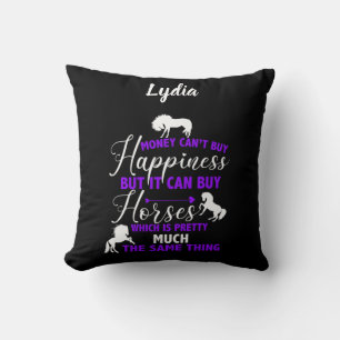 Money Can Buy Horses Purple Personalized Throw Pillow