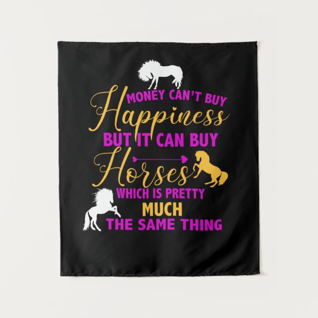 Money Can Buy Horses Purple Yellow    Tapestry (Front)