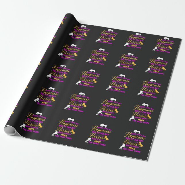 Money Can Buy Horses Purple Yellow   Wrapping Paper (Unrolled)