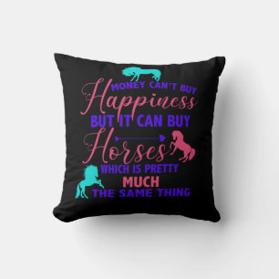 Money Can Buy Horses Tri-Colour   Throw Pillow