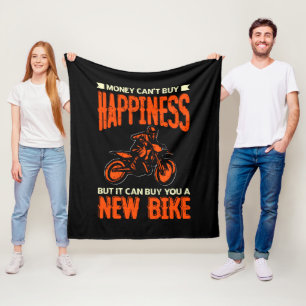 Money Can't Buy Happiness But New Bike Motorcycle  Fleece Blanket