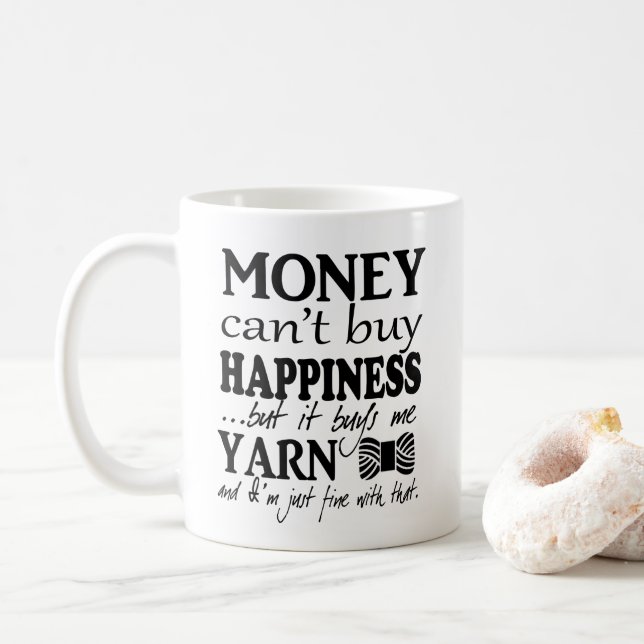Money Can't Buy Happiness • Crafts/Yarn Coffee Mug (With Donut)