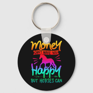Money Cant Buy Happiness Horses Riding Colourful W Keychain