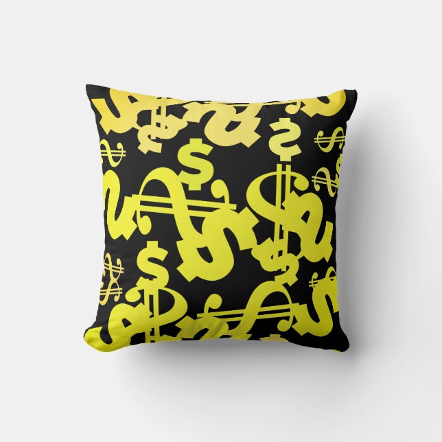 Money Dollar Pattern Throw Pillow Cushion (Front)