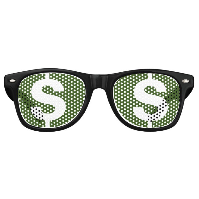 Money dollar sign in the eyes funny party shades (Front)