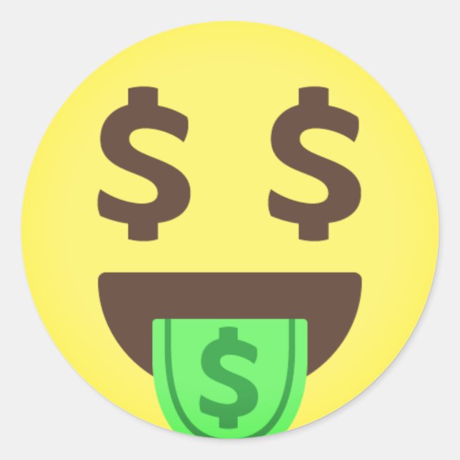Money Dollar Signs Emoji Classic Round Sticker (Front)