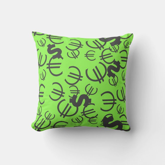 Money Euro Dollar Pattern Throw Pillow Cushion (Front)