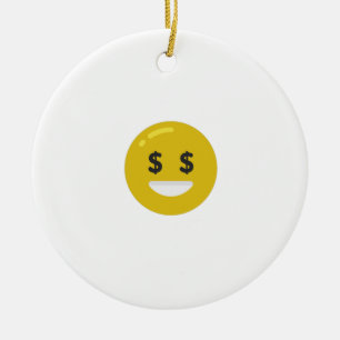 money eye emoji ceramic ornament