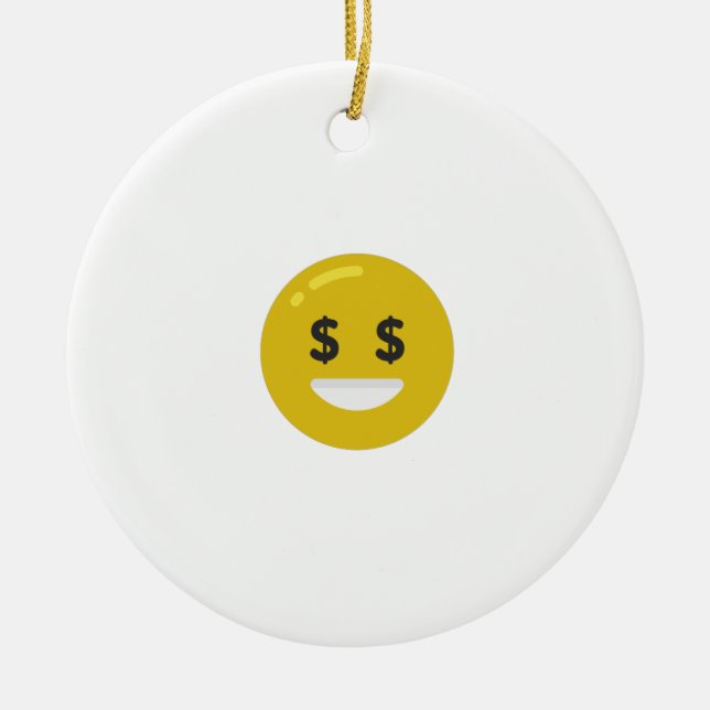 money eye emoji ceramic ornament (Front)