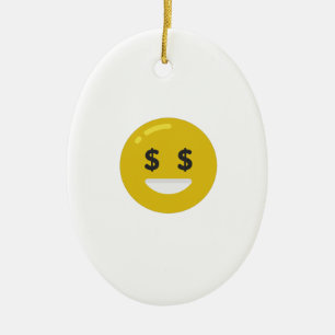 money eye emoji ceramic ornament