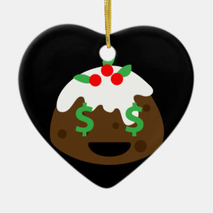 money eyes christmas pudding ceramic ornament
