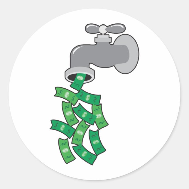 Money Faucet Classic Round Sticker (Front)