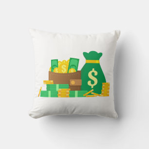 Money 🤑 fun, and humor,💵 throw pillow. pillow