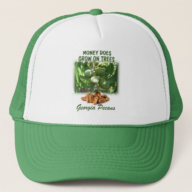 Money grows on trees cap. trucker hat (Front)