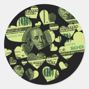 Money Hearts Classic Round Sticker