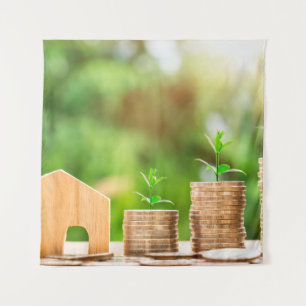 Money home coin investment tapestry
