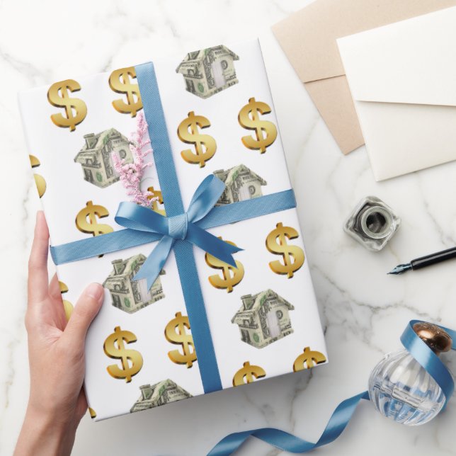 Money Houses and Dollar Signs Wrapping Paper (Gifting)