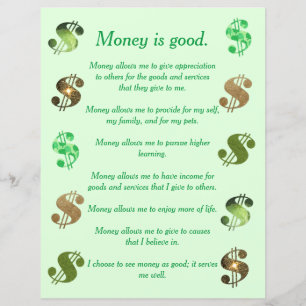 Money is good, List of Affirmations