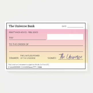 Money Manifestation Girly Blank Check Post-it Notes