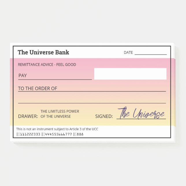 Money Manifestation Girly Blank Check Post-it Notes (Front)