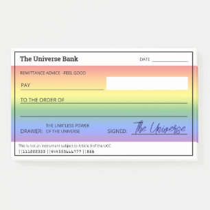 Money Manifestation Rainbow Blank Check Post-it Notes