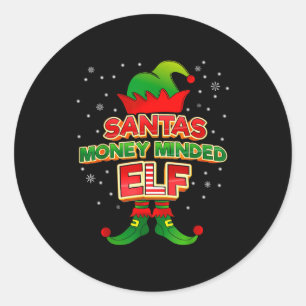 Money Minded Elf Christmas Matching Costumes X-mas Classic Round Sticker