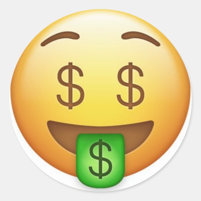 Money Mouth Hilarious Emoji Classic Round Sticker (Front)