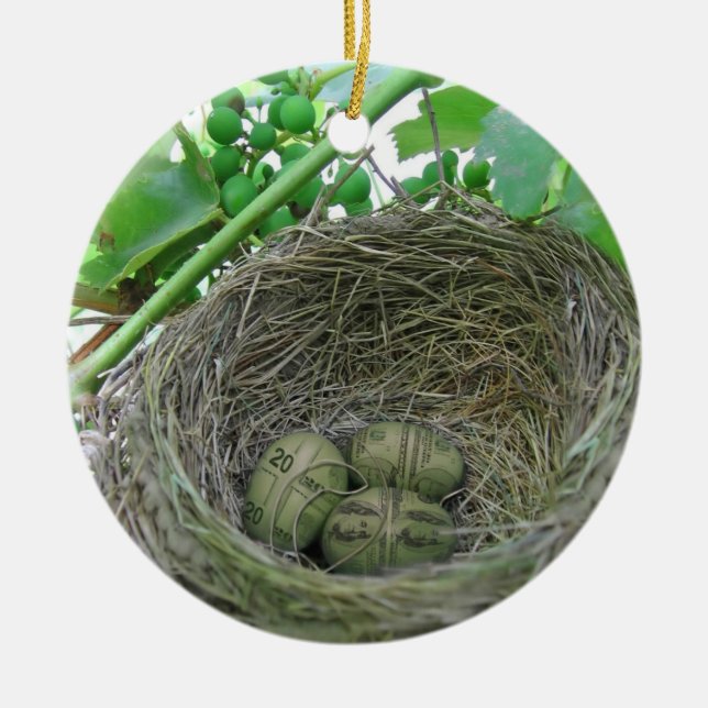 Money Nest Eggs Ceramic Ornament (Front)