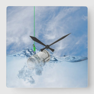 Money on fish hook square wall clock