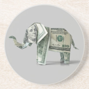 Money Origami $100 Elephant Coaster