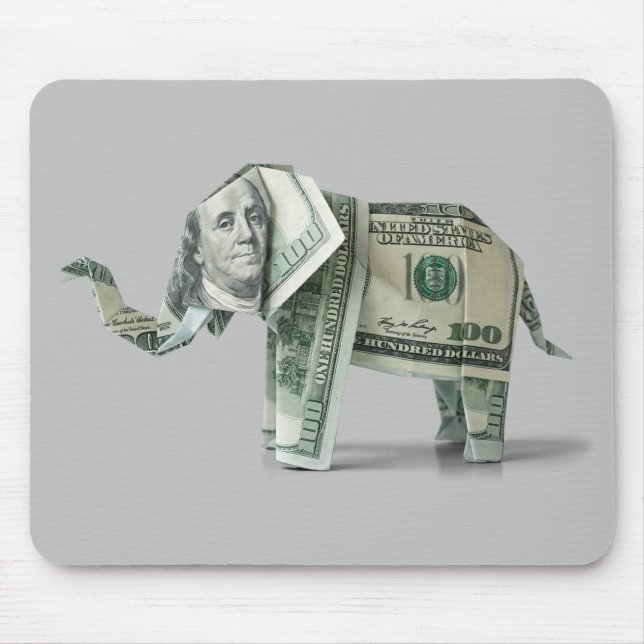 Money Origami $100 Elephant Mouse Pad (Front)