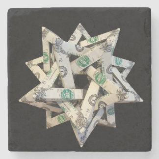 Money Origami Five Intersecting Tetrahedra Stone Coaster