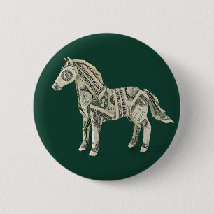Money Origami Horse 2 Inch Round Button