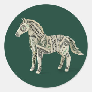 Money Origami Horse Classic Round Sticker