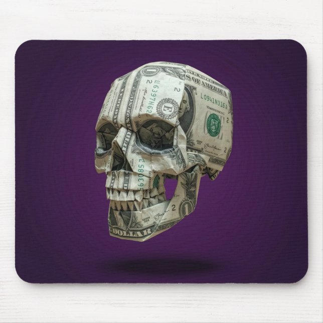 Money Origami Human Skull Mouse Pad (Front)