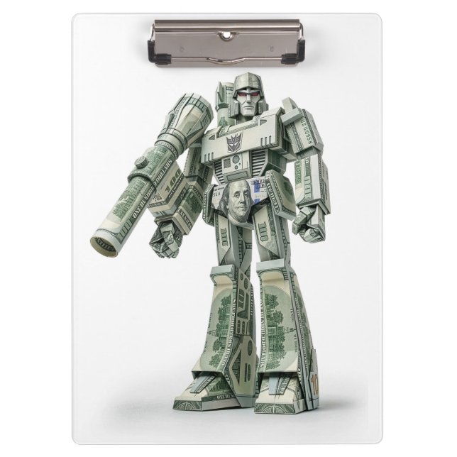 Money Origami Mega Tron Robot Clipboard (Front)