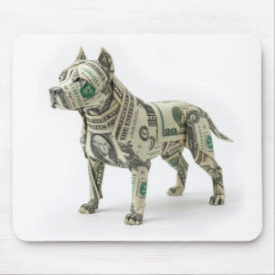 Money Origami Pitbull Dog Mouse Pad