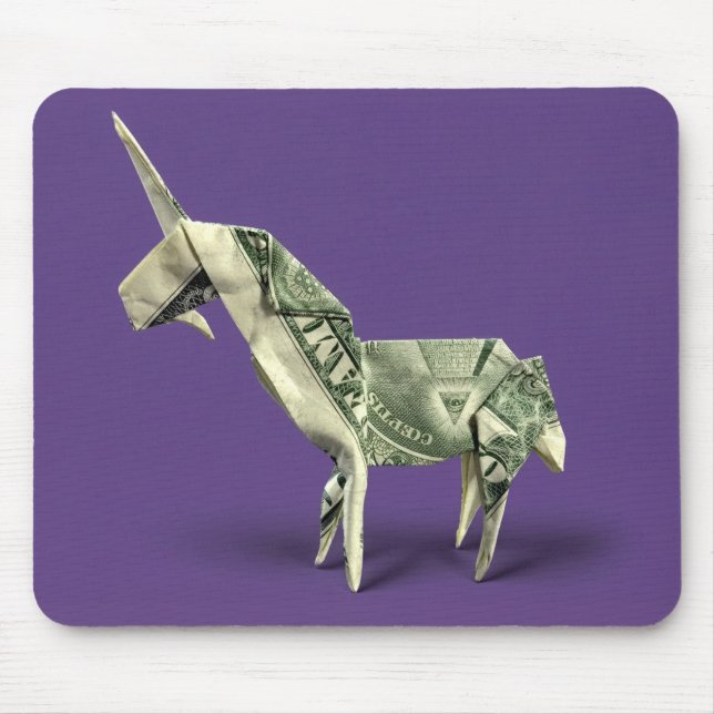 Money Origami Unicorn Mouse Pad (Front)