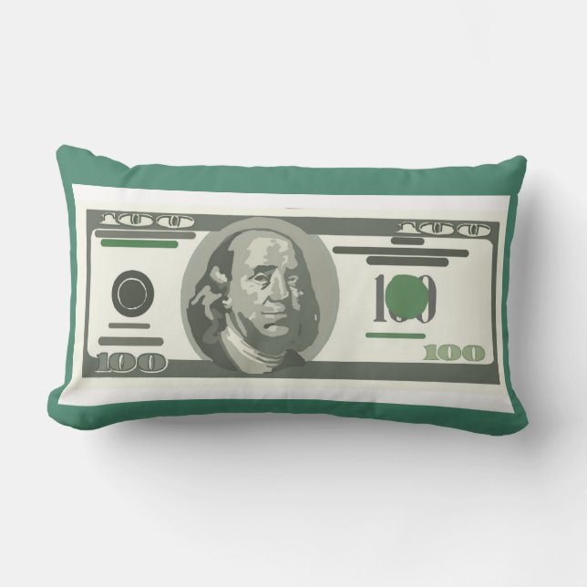 Money Pillows, 100 Dollar Bill Lumbar Pillow (Front)