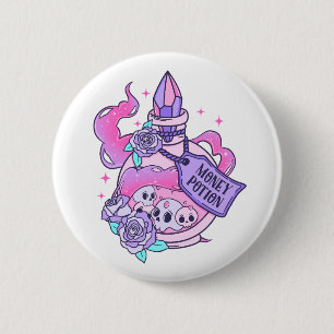 Money Potion Cute Pink Halloween Potion Bottle 2 Inch Round Button