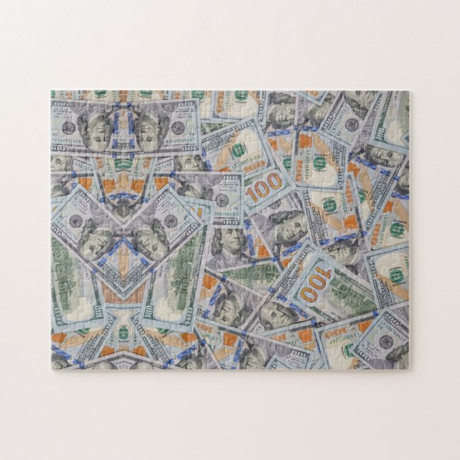 Money Puzzle With 100 Dollar Bills (Horizontal)