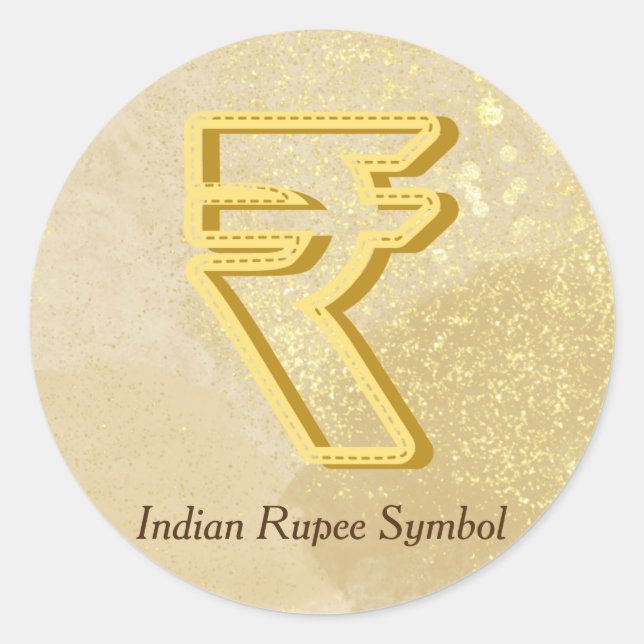 Money Reiki Infused Yellow Indian Rupee Symbol Classic Round Sticker (Front)