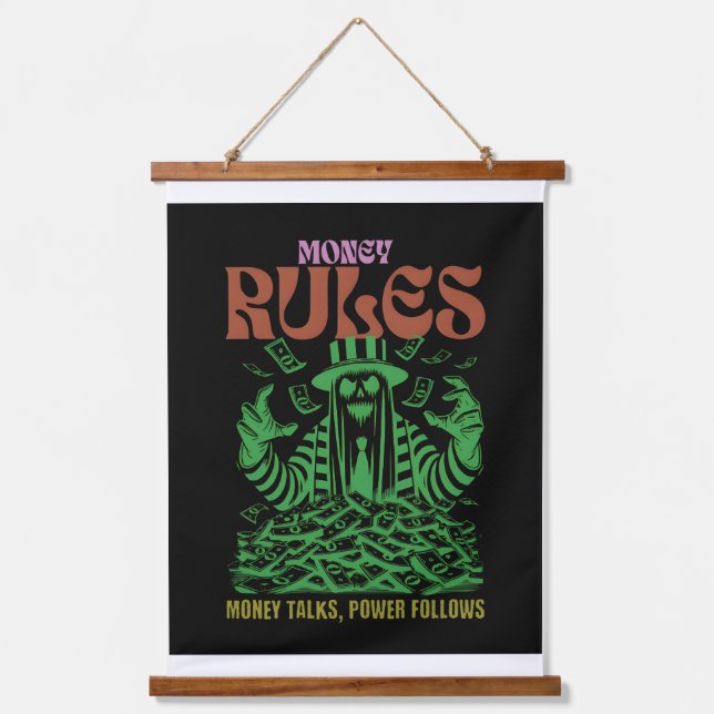Money Rules: The Green Reaper of Wealth Hanging Tapestry (Front)