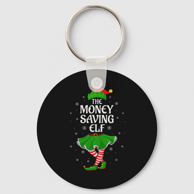 Money Saving Elf Christmas Family Girls Women Elf  Keychain (Front)