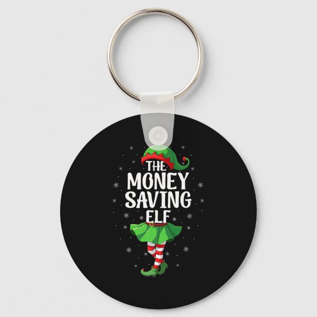 Money Saving Elf Christmas Girls Women Elf Squad X Keychain (Front)