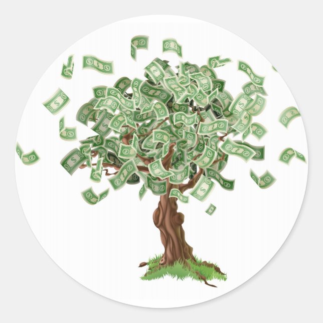 Money savings tree classic round sticker (Front)