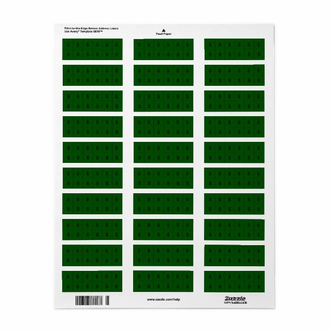 Money Sign on Green Extra small sticker (Full Sheet)