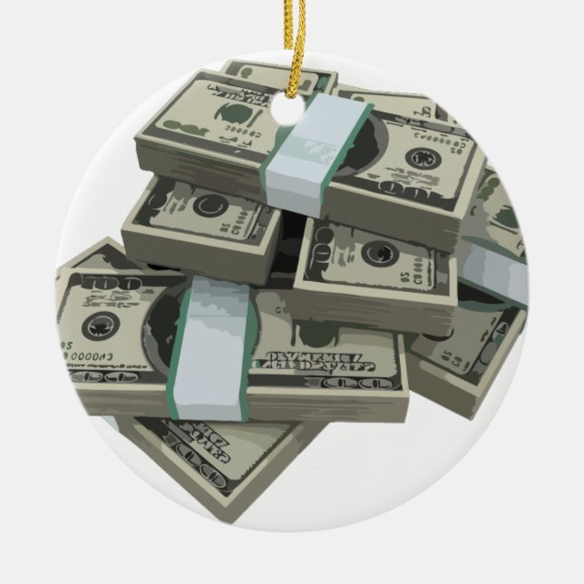 Money Stacks Ceramic Ornament (Front)